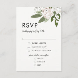 Ivoor en Blush Wedding Sprigs, RSVP Menu Kaart