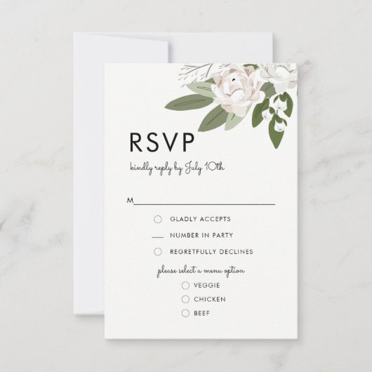 Ivoor en Blush Wedding Sprigs, RSVP Menu Kaart (Voorkant)
