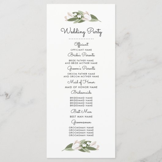 Ivoor en Blush Wedding Springs Programma Programmakaart (Achterkant)