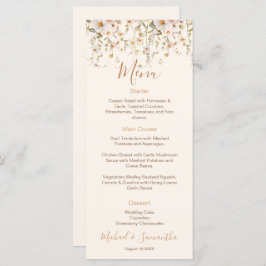 Ivoor en Blush Wildflower Bruiloft Menu