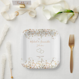 Ivoor en Blush Wildflower Bruiloft Papieren Bordje