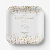 Ivoor en Blush Wildflower Bruiloft Papieren Bordje (Voorkant)