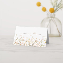 Ivoor en Blush Wildflower Bruiloft Plaatskaartje