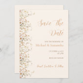 Ivoor en Blush Wildflower Bruiloft Save The Date (Voorkant / Achterkant)