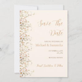 Ivoor en Blush Wildflower Bruiloft Save The Date