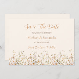 Ivoor en Blush Wildflower Bruiloft Save The Date
