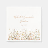 Ivoor en Blush Wildflower Bruiloft Servet (Voorkant)