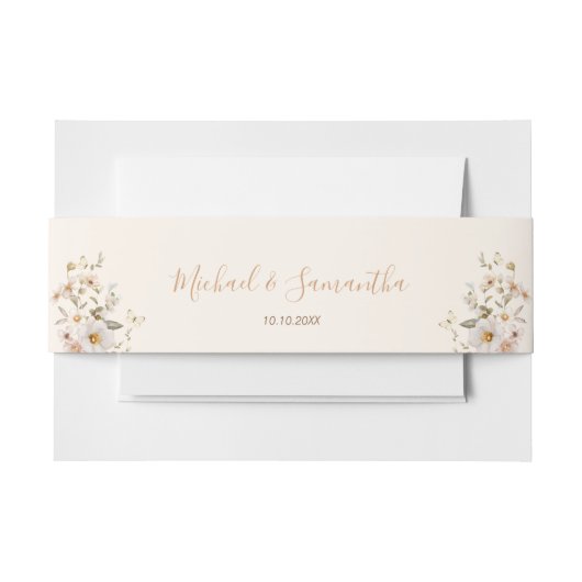 Ivoor en Blush Wildflower Bruiloft Uitnodigingen Wikkel (Voorkant Voorbeeld)