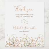 Ivoor en Blush Wildflower Bruiloft Wijn Etiket (Enkel label)