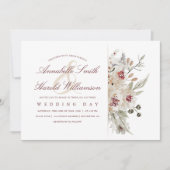 Ivoor en Bourgondische Waterverven Bloemenbruiloft Kaart (Voorkant)