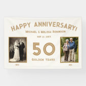 Ivoor en goud 50ste bruiloft Jubileum Spandoek (Horizontaal)