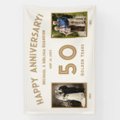 Ivoor en goud 50ste bruiloft Jubileum Spandoek (Verticaal)