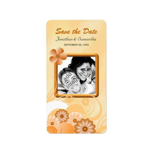 Ivoor en Goud Bloemen Foto Opslaan De Datum Labels (Voorkant)