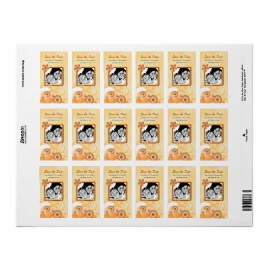 Ivoor en Goud Bloemen Foto Opslaan De Datum Labels (Full Sheet)
