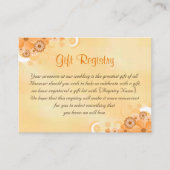 Ivoor en Goud Bloemen Huwelijkscadeau Registry Informatiekaartje (Voorkant)