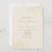 Ivoor en goud  Bloemen Trouwen Kaart (Voorkant)