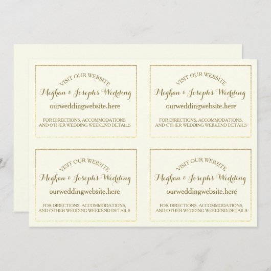 Ivoor en goud bruiloft informatie Kaarten (Voorkant / Achterkant)