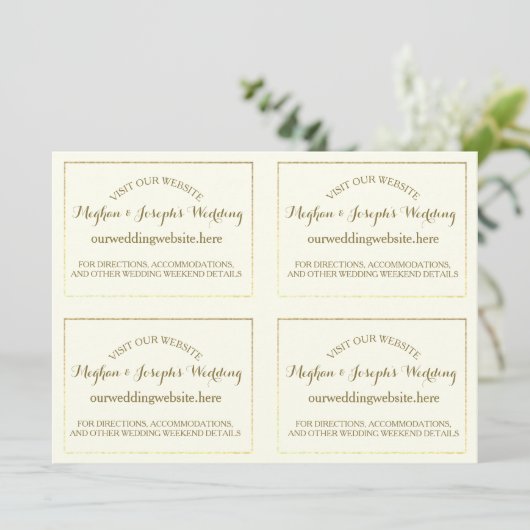 Ivoor en goud bruiloft informatie Kaarten (Staand voorkant)