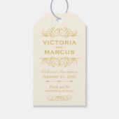 Ivoor en Goud Bruiloft Wijnfles Monogram Cadeaulabel (Voorkant)