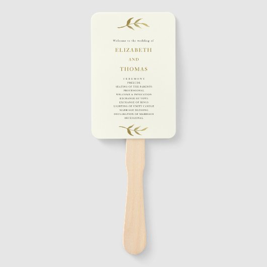 Ivoor en goud Custom Wedding Program sjabloon Handwaaier (Voorkant)