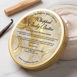 Ivoor en Goud Glitter Body Butter Pot Label