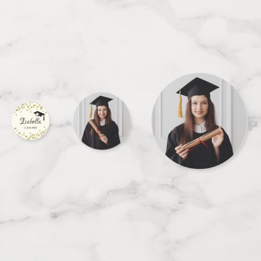 Ivoor en Goud Glitter Dust Afstuderen Dank U Confetti (Achterkanten)