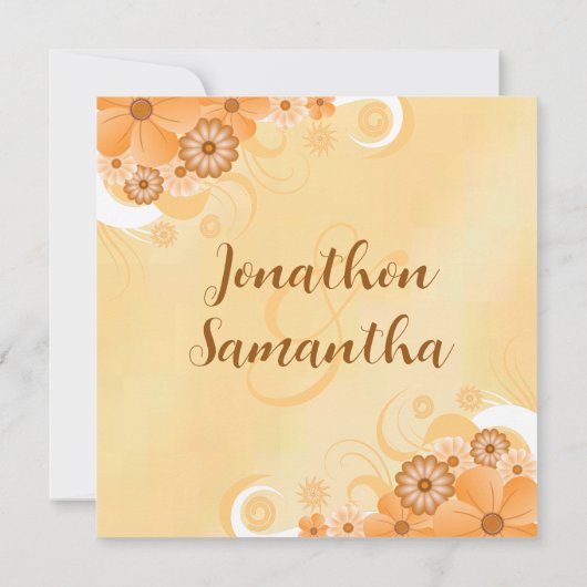 Ivoor en Goud Hibiscus Bloemen Chique Plein Invite Kaart (Achterkant)