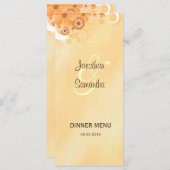 Ivoor en Goud Hibiscus Bloemendiner Menu Kaarten (Voorkant / Achterkant)