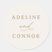 Ivoor en Goud Kalligrafie Bruiloft Ronde Sticker (Voorkant)