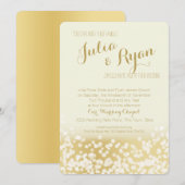 Ivoor en goud Sparkle Lights Wedding Kaart (Voorkant / Achterkant)