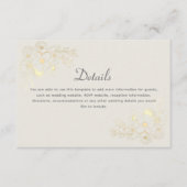 Ivoor en Gouden Bloemen Trouwdetails Kaart (Voorkant)