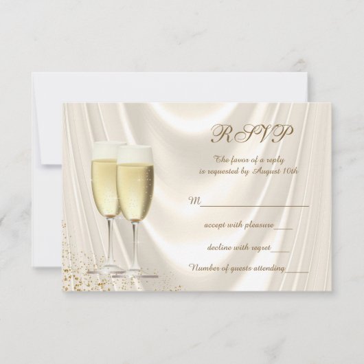 Ivoor en gouden champagne RSVP (Voorkant)