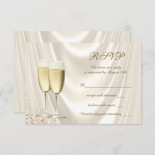 Ivoor en gouden champagne RSVP (Voorkant / Achterkant)