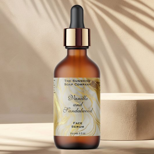 Ivoor en Gouden Folie Cosmetica Dropper Fles Label