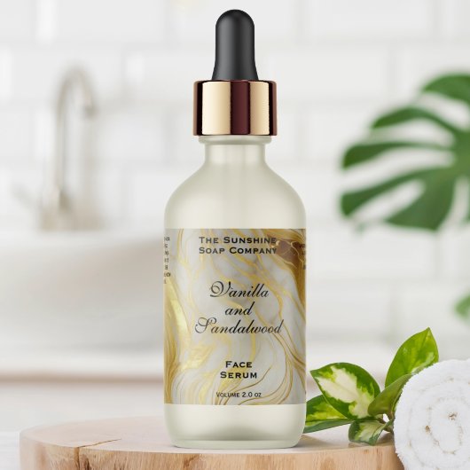 Ivoor en Gouden Folie Cosmetica Dropper Fles Label