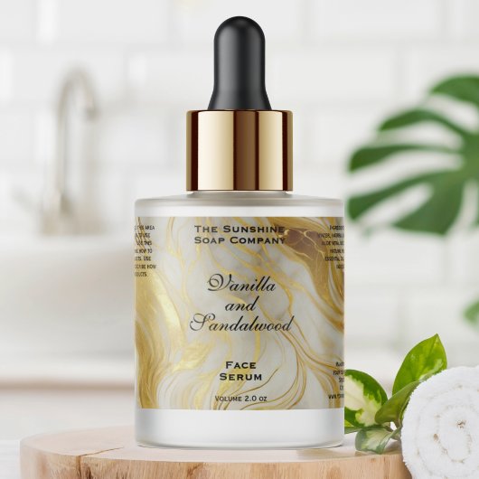 Ivoor en Gouden Folie Cosmetica Dropper Fles Label