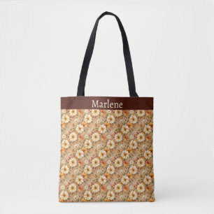 Ivoor en gouden Herfst bloemen en bladeren Tote Bag