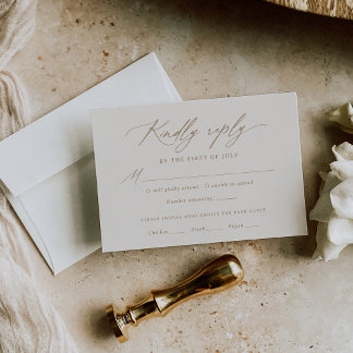 Ivoor en Gouden Kalligrafie Bruiloft Menu RSVP-kaa