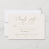 Ivoor en Gouden Kalligrafie Bruiloft Menu RSVP-kaa (Voorkant)