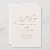 Ivoor en Gouden Kalligrafie Gewoon Liefde Bruiloft Kaart (Voorkant)