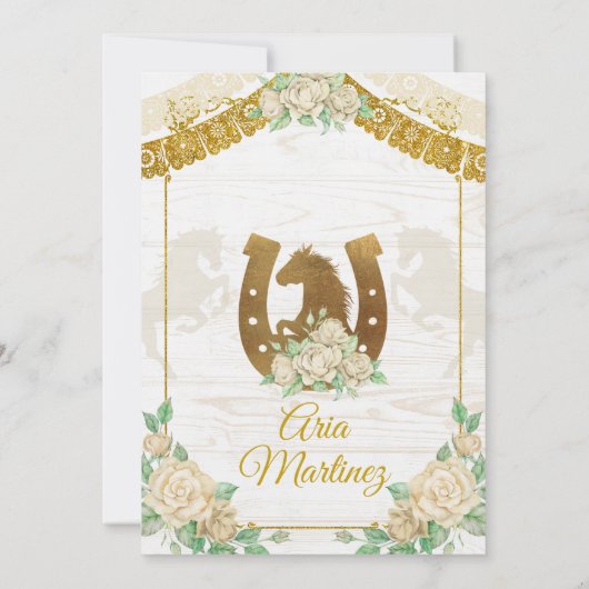 Ivoor- en gouden Rozen Mis Quince Kaart (Achterkant)
