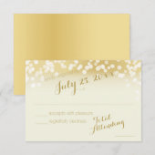 Ivoor en gouden Sparkle Lights RSVP Kaartje (Voorkant / Achterkant)