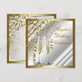 Ivoor en gouden verjaardag kaart (Voorkant / Achterkant)