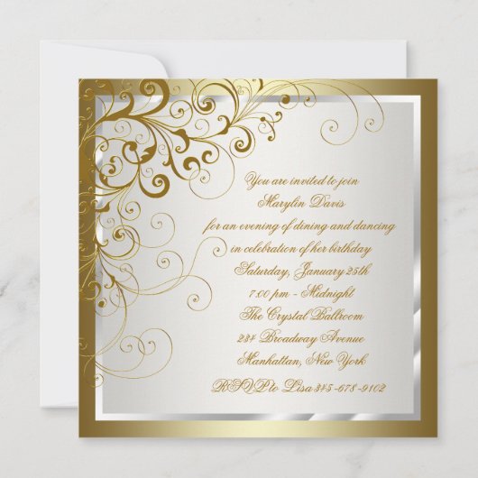 Ivoor en gouden verjaardag kaart (Achterkant)