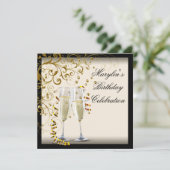 Ivoor en gouden verjaardagsfeestje kaart (Staand voorkant)