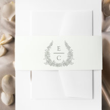 Ivoor en groene monogram kam wedding belly band