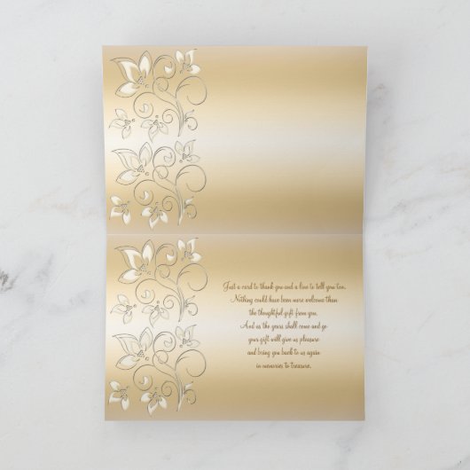 Ivoor en het Brons het Bloemen danken u kaarden Bedankkaart (Binnen)
