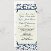 Ivoor en koninklijk blauw Bruiloftsprogramma Programmakaart (Voorkant / Achterkant)
