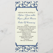 Ivoor en koninklijk blauw Bruiloftsprogramma Programmakaart (Voorkant)