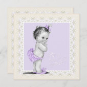 Ivoor en lavendel Baby Girl Shower Kaart (Voorkant / Achterkant)